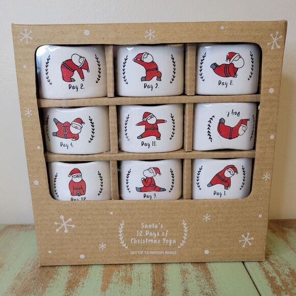 Magenta New Santa's 12 Days of Christmas Yoga Napkin Rings - Picture 14 of 14